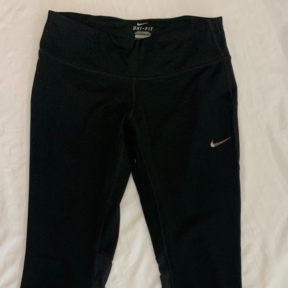 Nike Running Leggings Zipper Key Pocket Yoga Waistband Drawstring Women’s Size S